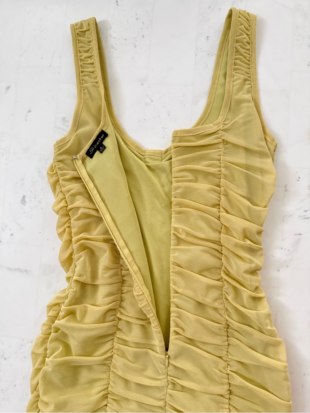 Shinestar Lemon Ruched Mini Dress - Picture 6 of 7